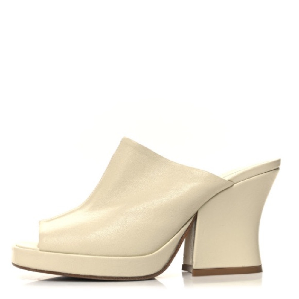 Bottega Veneta Nappa Stack Mule Sandals Sea Salt off white chunky block heel